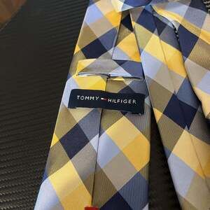 Tommy Hilfiger Men's Yellow & Blue Plaid Silk Necktie